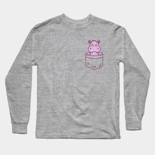 Baby Hippo in a Pocket Kawaii Hippopotamus Long Sleeve T-Shirt